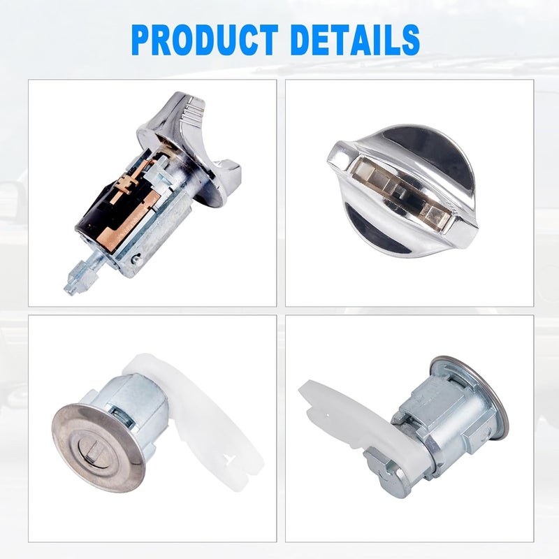 AUTOBABA Ignition Switch Lock Cylinder & 2 Pcs Door Lock Cylinder with Keys Compatible with 1992-1995 Ford Bronco F150 F250 F350 E150 E250 E350 Ranger Replaces# C-42-150 DP-42-122 F3UZ1522050D - Image 5